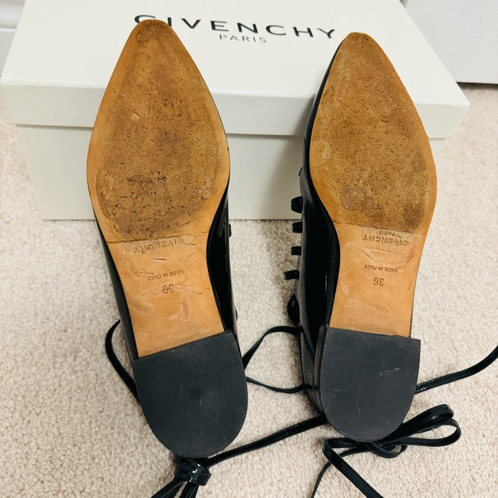 Givenchy Black Patent Leather Lace Up Backless Flat Mule Sandals - Picture 6 of 6